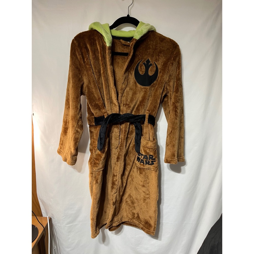 Star Wars Yoda Robe Hooded Fleece Brown Green Kids Size 12